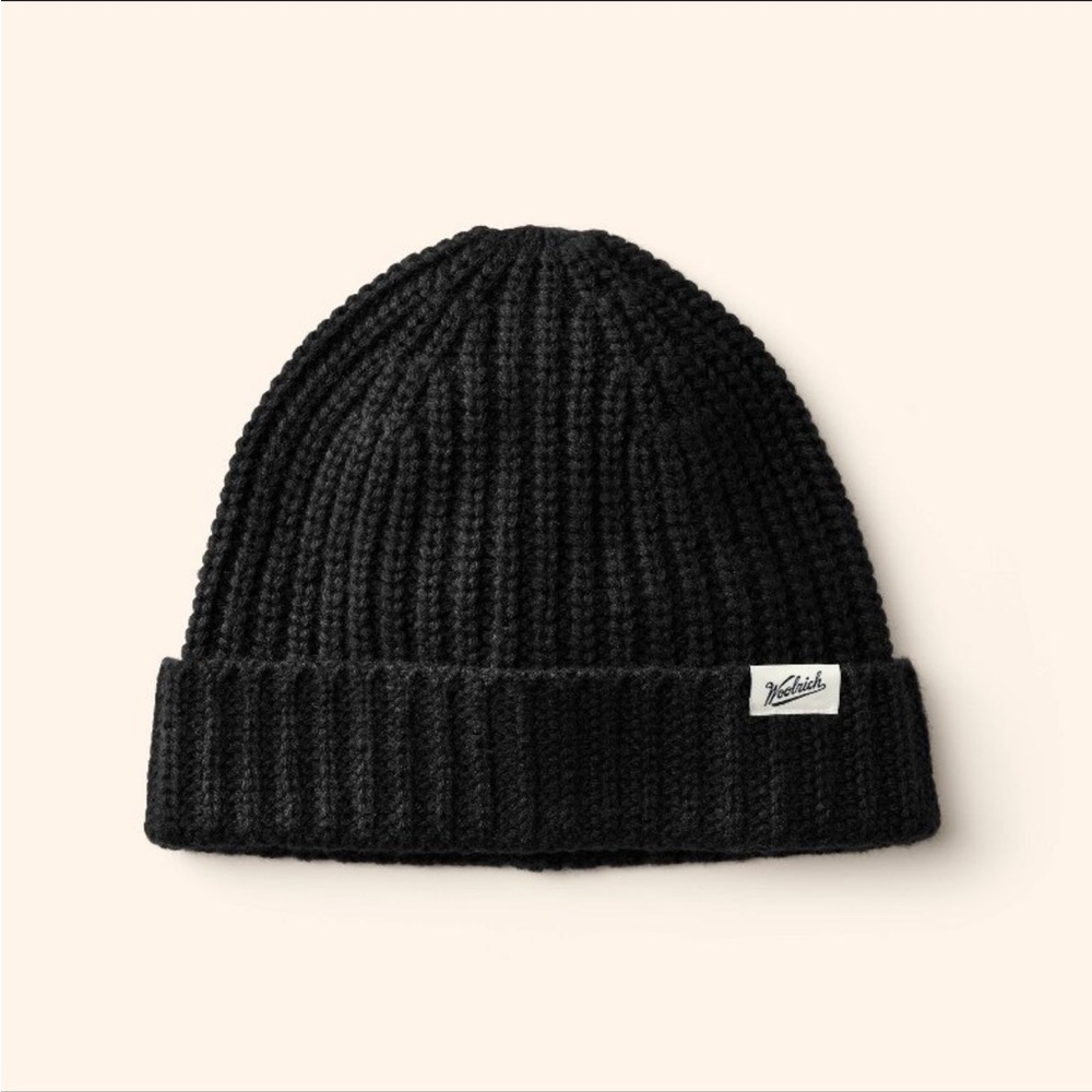 Woolrich Black Ribbed Knit Beanie
